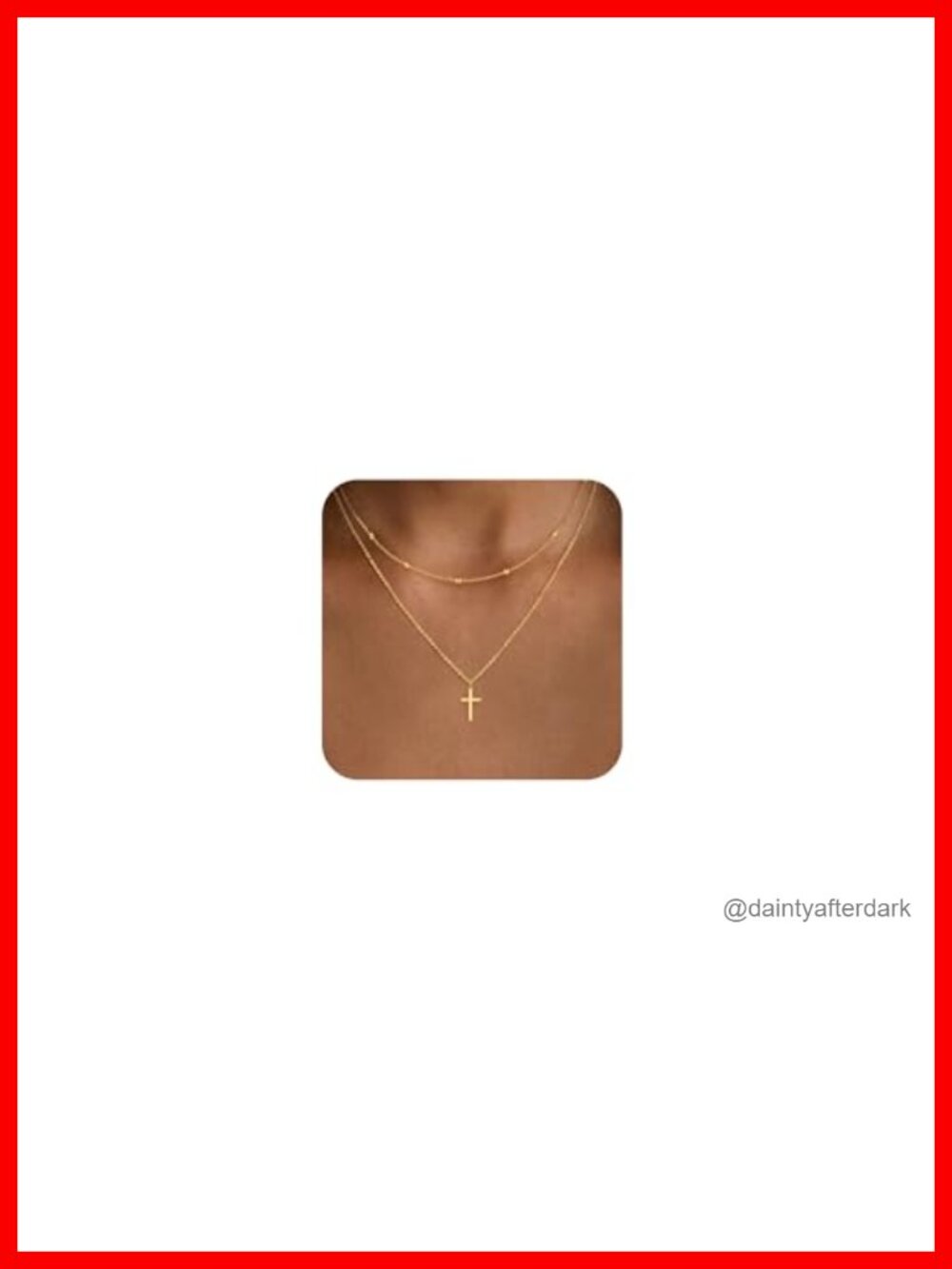 Dainty 14k Gold Plated Cross Pendant Necklace for Women